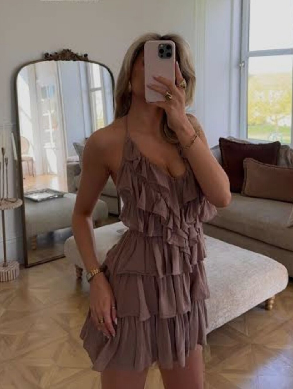 Elegant Women Solid Mini Tierred Dress Fashion New Sexy Halter Backless